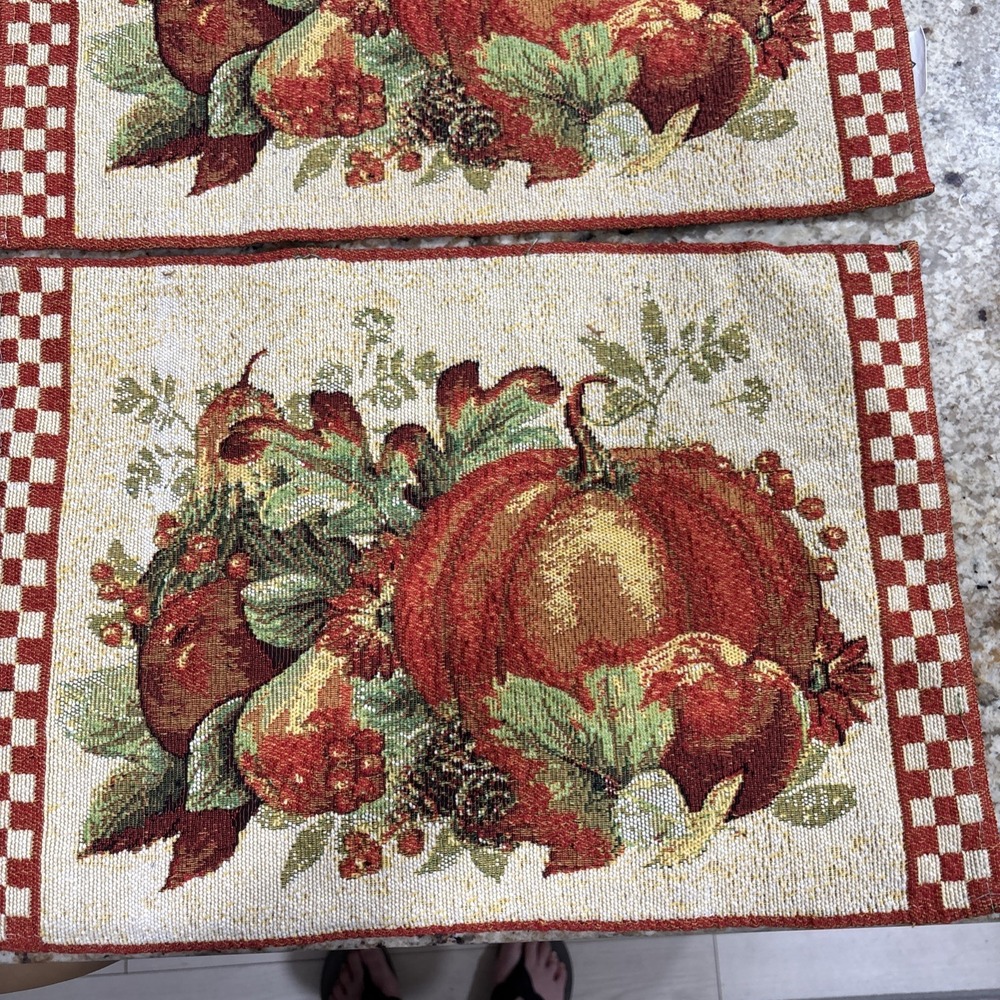 6 FABULOUS HOME TAPESTRY FALL PUMPKIN DESIGN PLACEMATS 18x12🍂